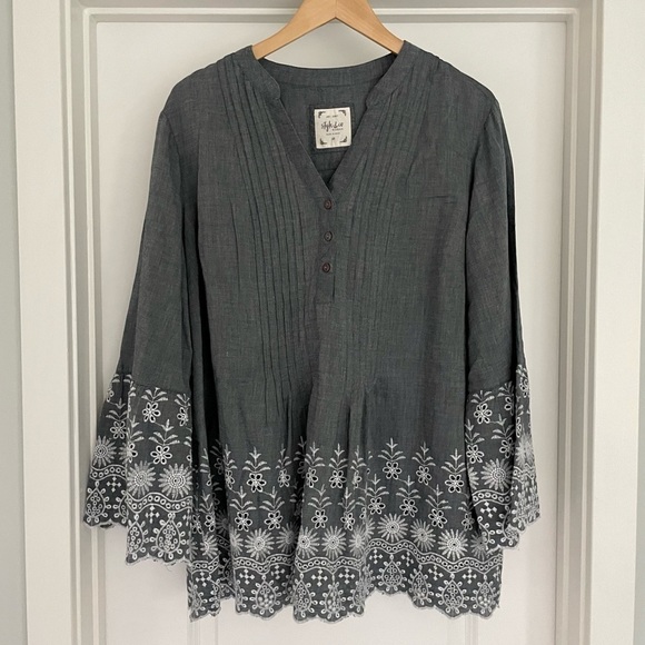 Style & Co Boho Eyelet Sleeve Top Size 3XL - Picture 2 of 8